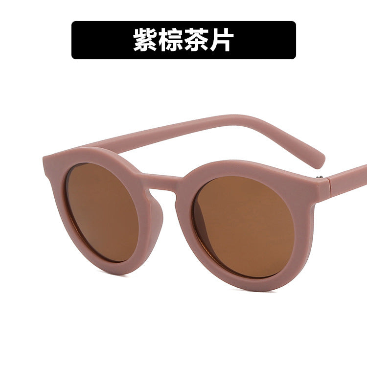 Wholesale Cream Color Kids Versatile Round Frame PC Sunglasses